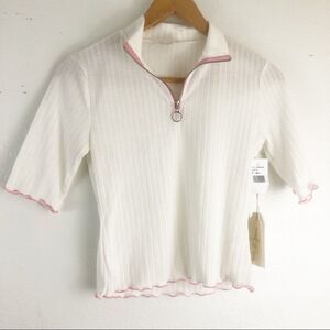 Love & piece zip mock next Ivy pink hem top size S. New with tags